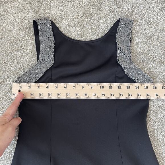 Just Me Embellished Beaded Black Mini Dress Sz Medium Holiday Cocktail Party - Picture 11 of 15